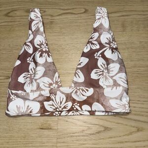 Benoa Swim Brown and White Bikini Top
